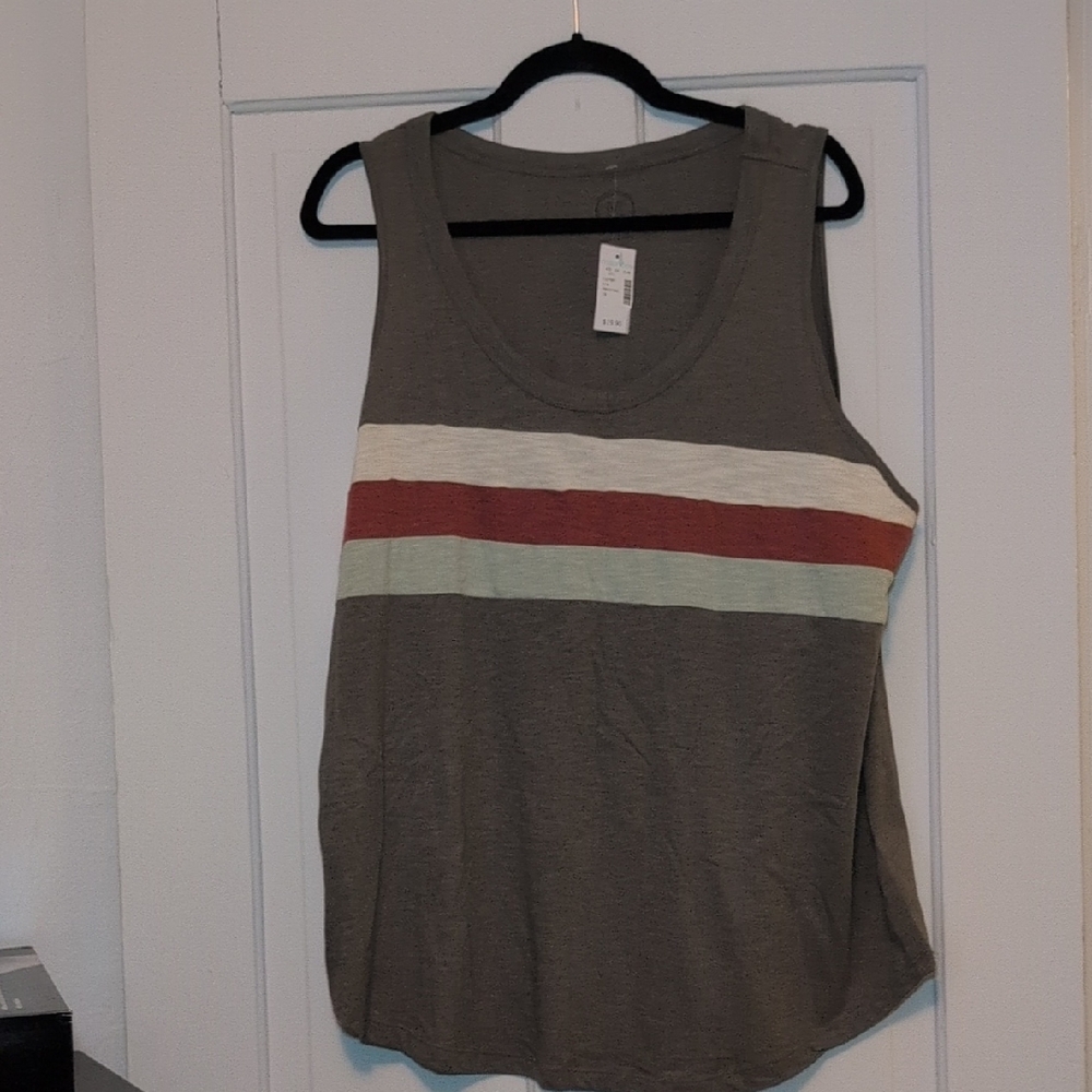 Casual Striped Tank Top - Gray, Red, Green